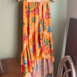 Flying Tomato Vibrant Floral High-Low Skirt